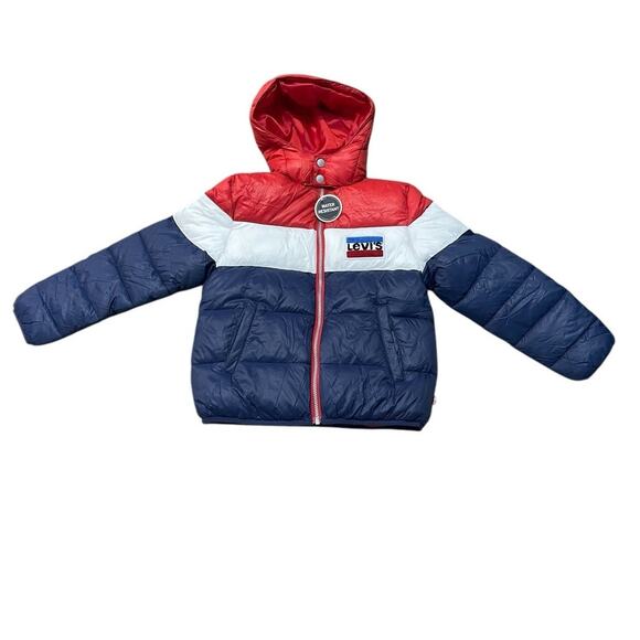 Levi's Big Kids Crop Puffer Hooded Jacket Unisex Size Medium 10 - 12 Yrs Old NWT - Picture 1 of 10
